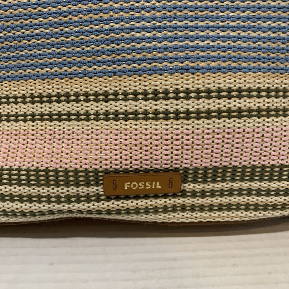 Fossil Tote Charlie Ecru Multi Stripe Pink Blue S… - image 4